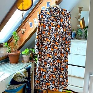 Who What Wear orange floral button up dress
